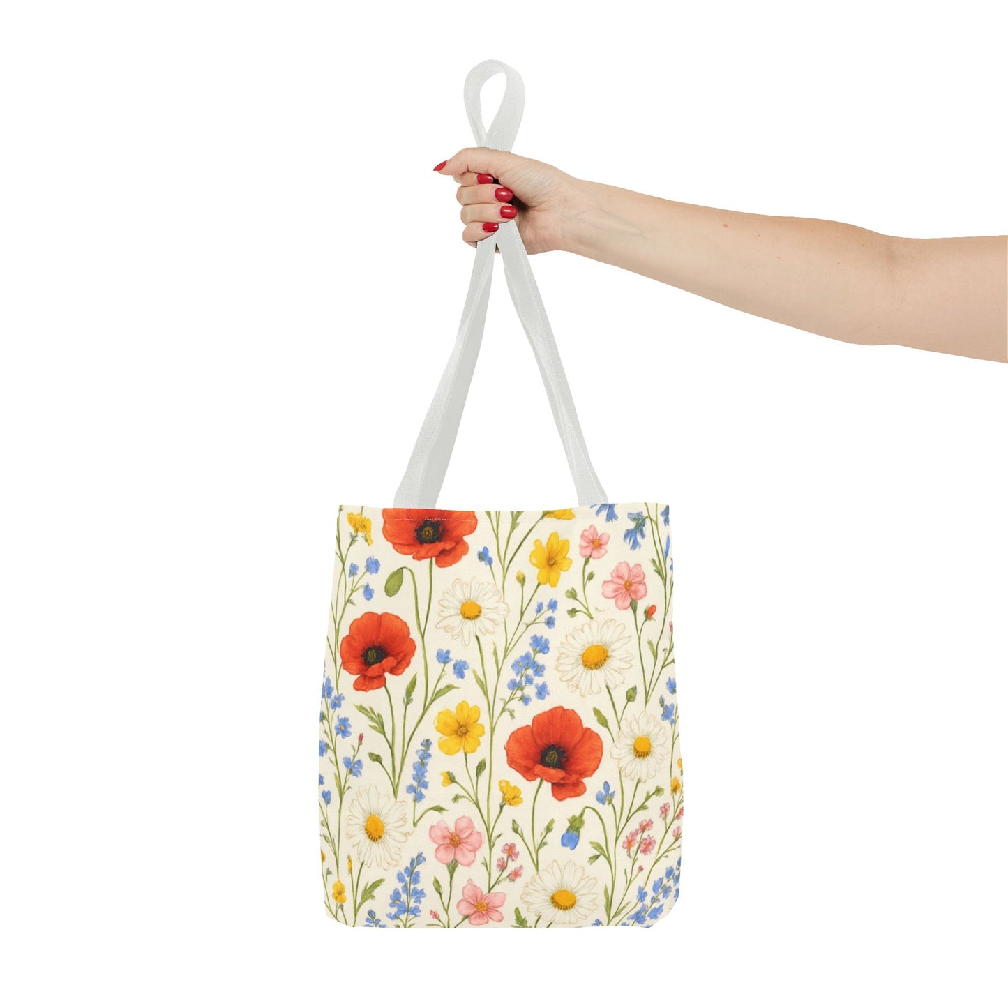 Wildflower Poppy Print Tote Bag | Floral All-Over Pattern