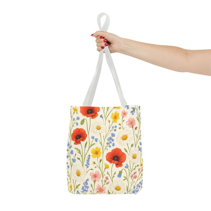 Wildflower Poppy Print Tote Bag | Floral All-Over Pattern