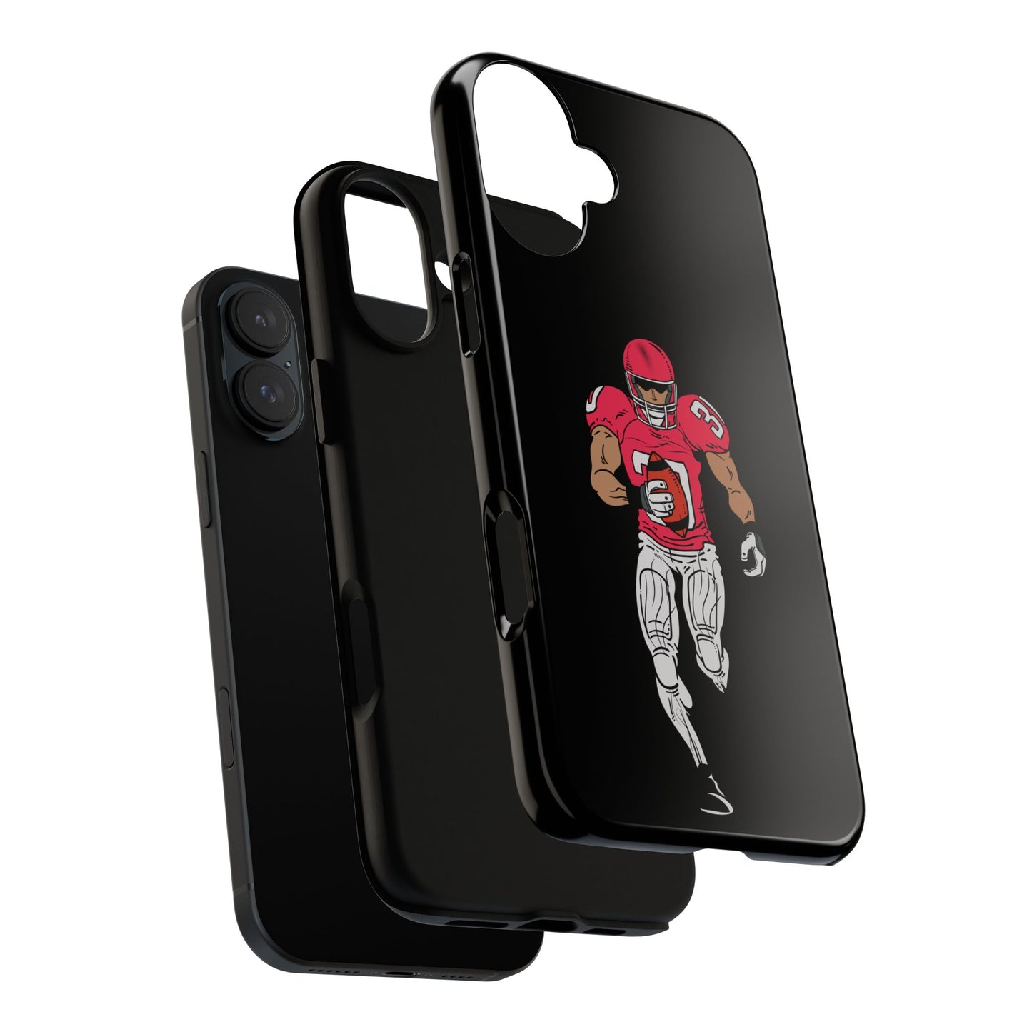 Football Player Tough Phone Case – Protective Black Sports iPhone Case
