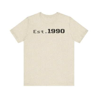 Unisex Est. 1990 Nostalgic Jersey Tee - Perfect Gift, Vintage Style, Retro Fashion, Birthday Celebration, Casual Wear - TRV