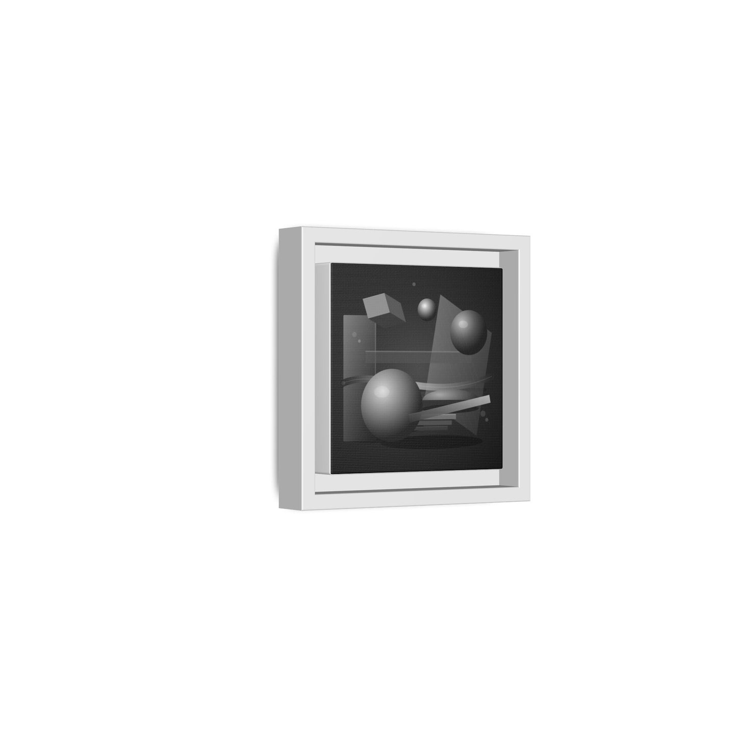 Monochrome Geometric Spheres Canvas Framed Wall Art | Matte Print