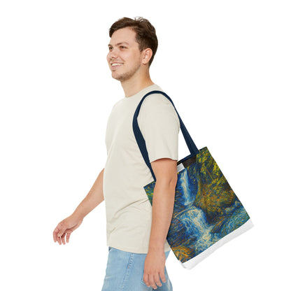 Nature-Inspired Tote Bag, Artistic Eco-Friendly Shopper, Waterfall Design, Reusable Market Bag, Gift for Nature Lovers - TRV