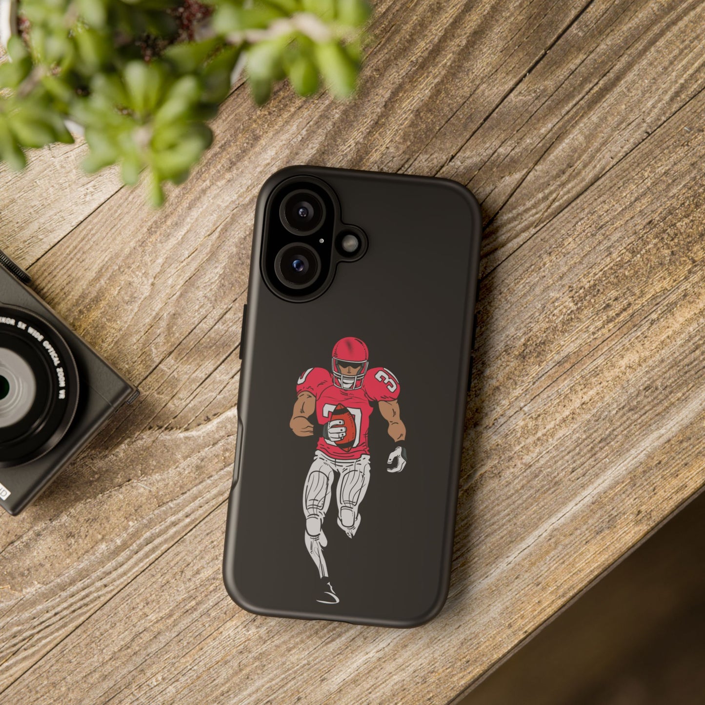 Football Player Tough Phone Case – Protective Black Sports iPhone Case