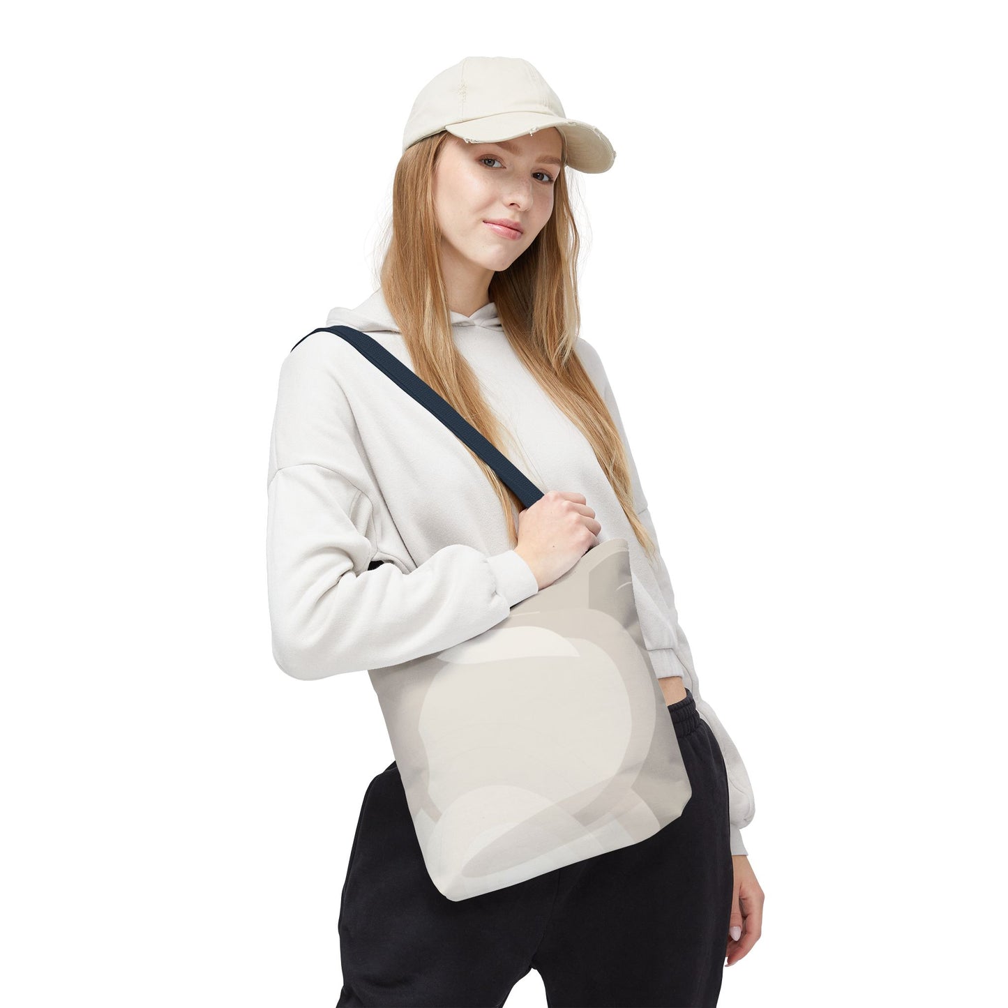 Neutral Abstract Circle Pattern Tote Bag | Minimal Beige AOP Canvas