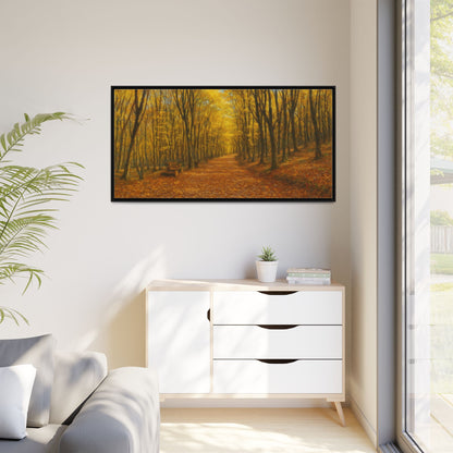 Autumn Forest Framed Canvas Art, Cozy Wall Decor, Nature Inspired Gift, Fall Home Accent, Perfect for Thanksgiving - TRV