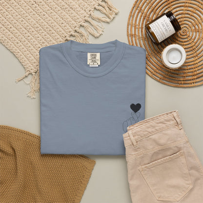 Unisex Garment-Dyed T-Shirt with Heart Design | Casual Trendy Wear for All Occasions