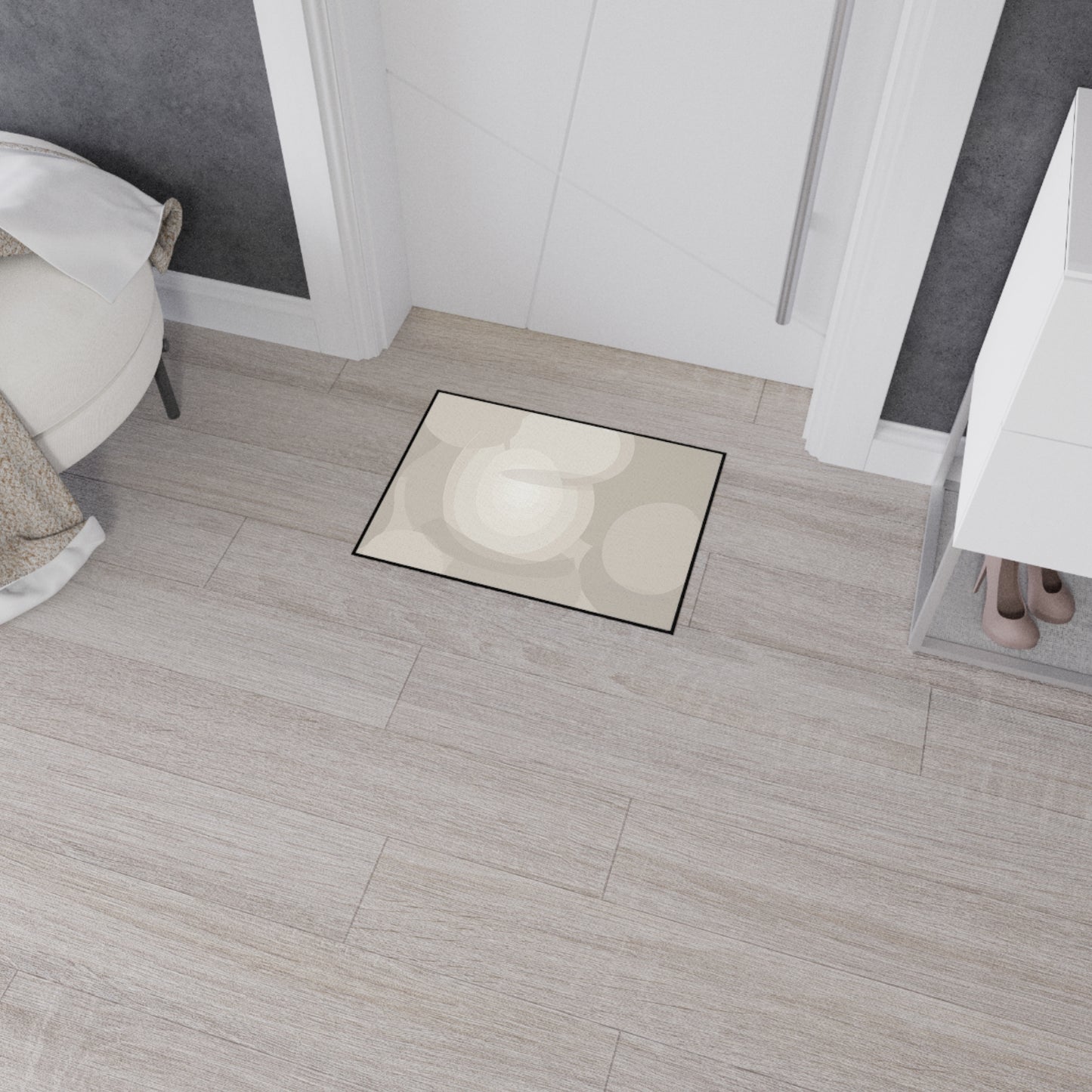 Neutral Abstract Circles Heavy Duty Floor Mat | Non-Slip Entry Rug