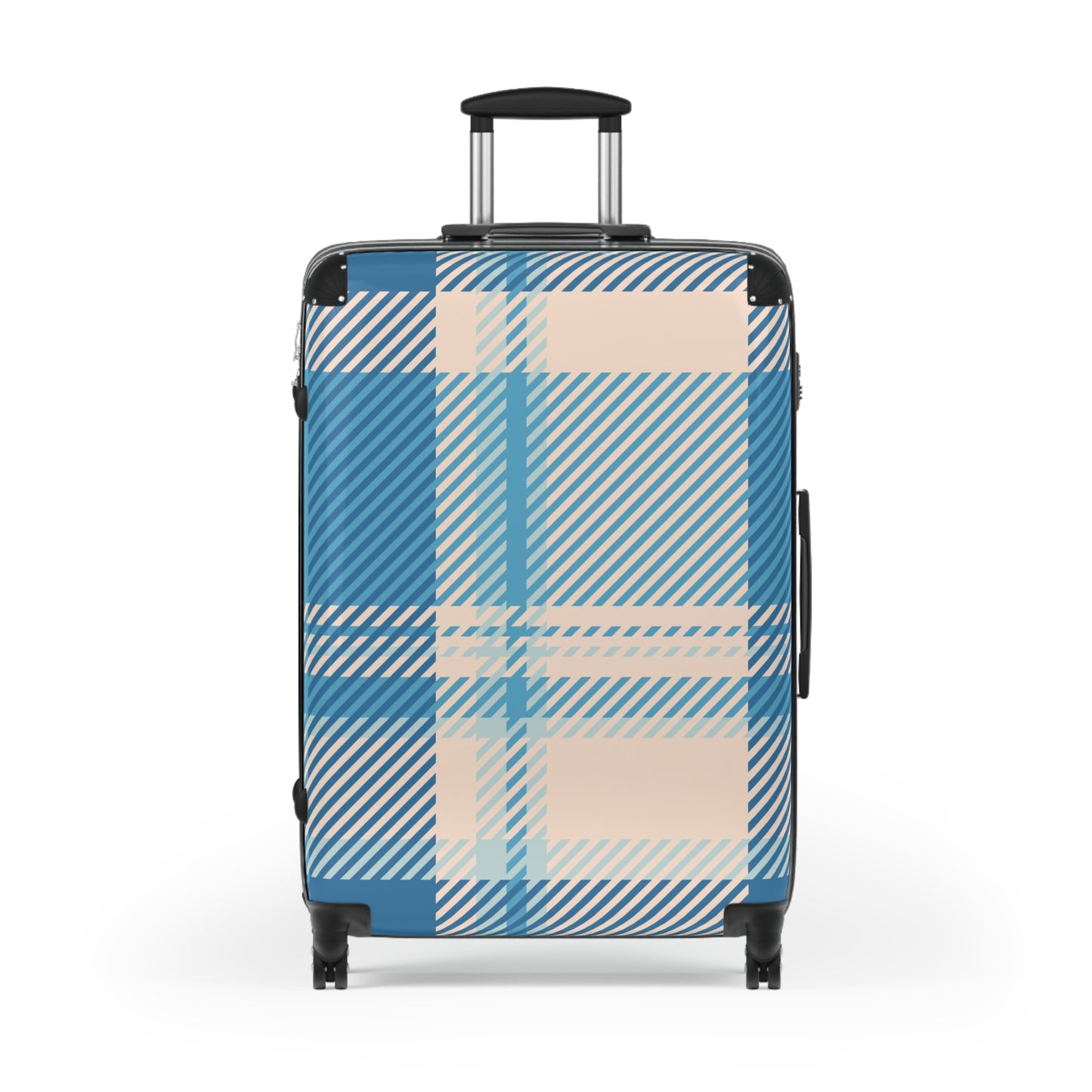 Blue Plaid Carry-On Suitcase – Lightweight Checked Luggage with Classic Tartan Design