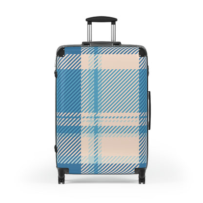 Blue Plaid Carry-On Suitcase – Lightweight Checked Luggage with Classic Tartan Design