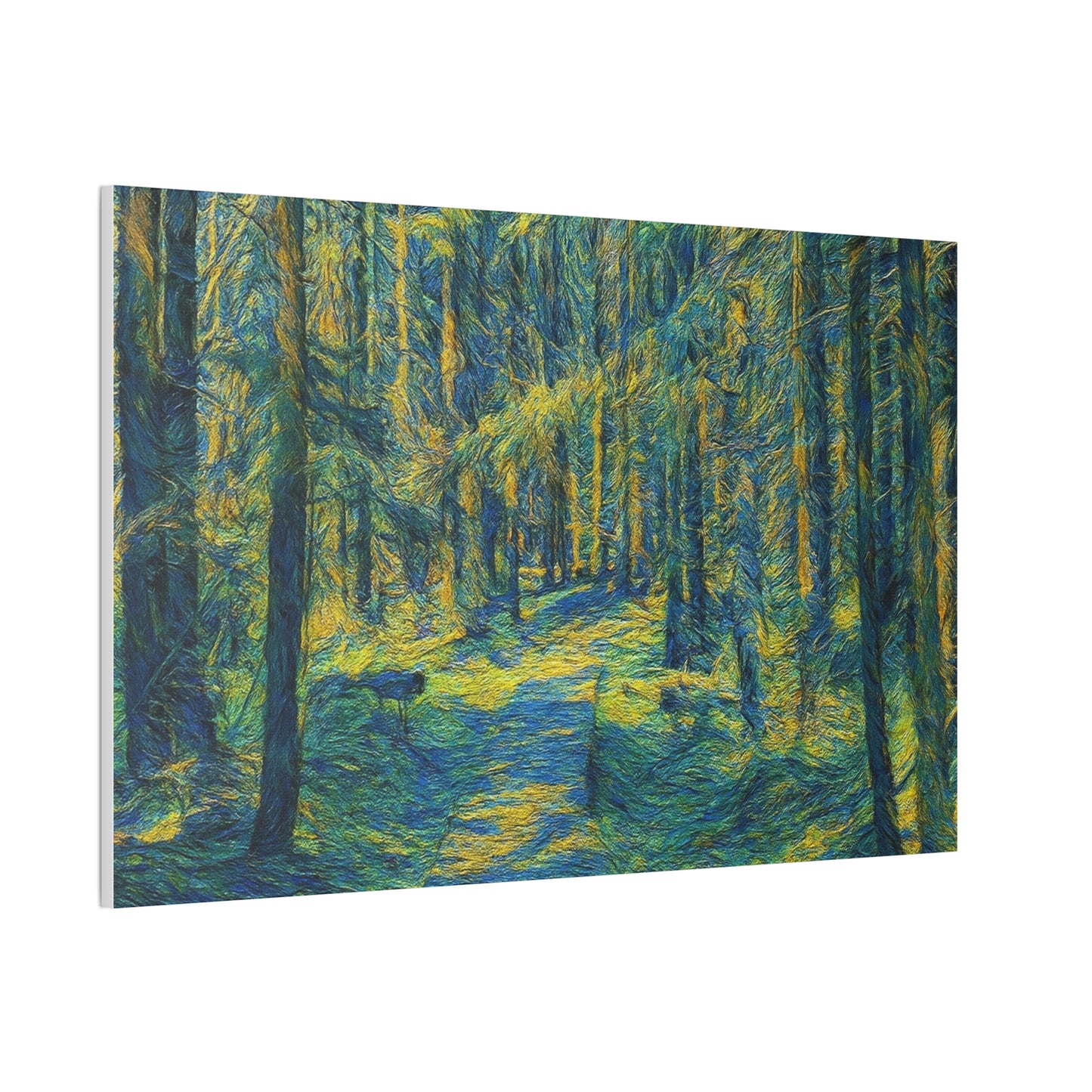 Sunlit Forest Path Canvas – Impressionist Woodland Wall Art