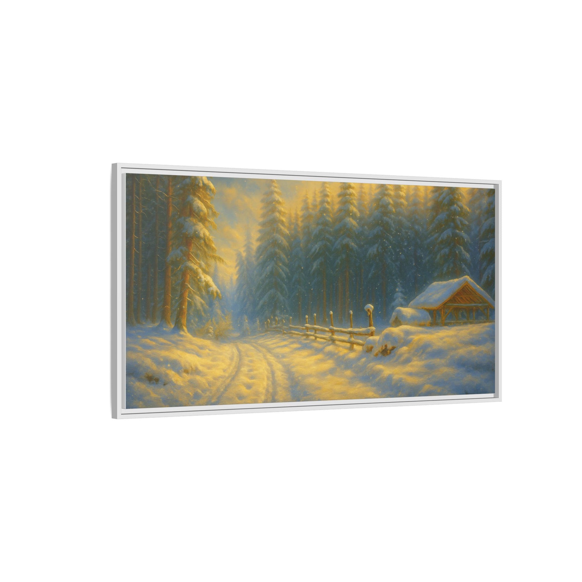 Wall Art Print, Winter Cabin Decor, Nature Scene, Holiday Gift, Cabin Vibes, Christmas Decoration, Matte Canvas, Framed - TRV
