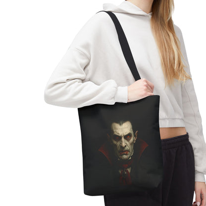 Vampire Haunted Tote Bag, Spooky Shopping Bag, Halloween Accessory, Gothic Style Handbag, Perfect for Halloween Parties, Unisex Tote - TRV