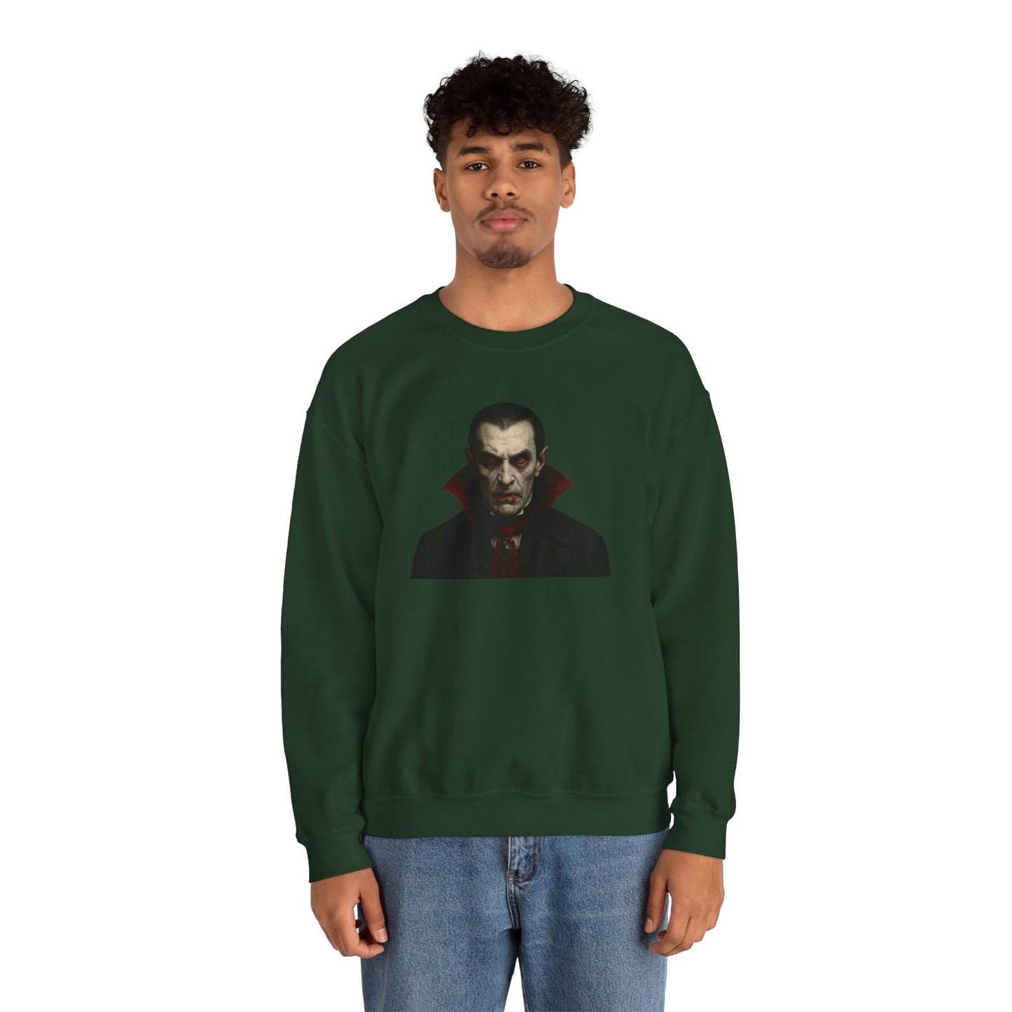 Gothic Horror Sweatshirt, Cozy Vampire Sweatshirt, Spooky Apparel, Halloween Costume Top, Unisex Halloween Sweatshirt