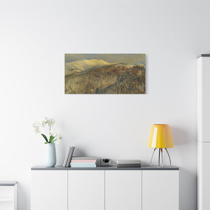 Mountain Serenity Stretched Canvas Art, Winter Landscape Wall Decor, Nature Print for Home, Gift for Nature Lovers, Cozy Interior Accent