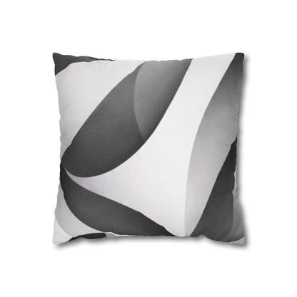 Square pillowcase with abstract black and white wave design, perfect for modern home decor, by Printify