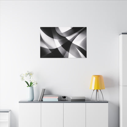 Abstract Black and White Swirl Matte Canvas