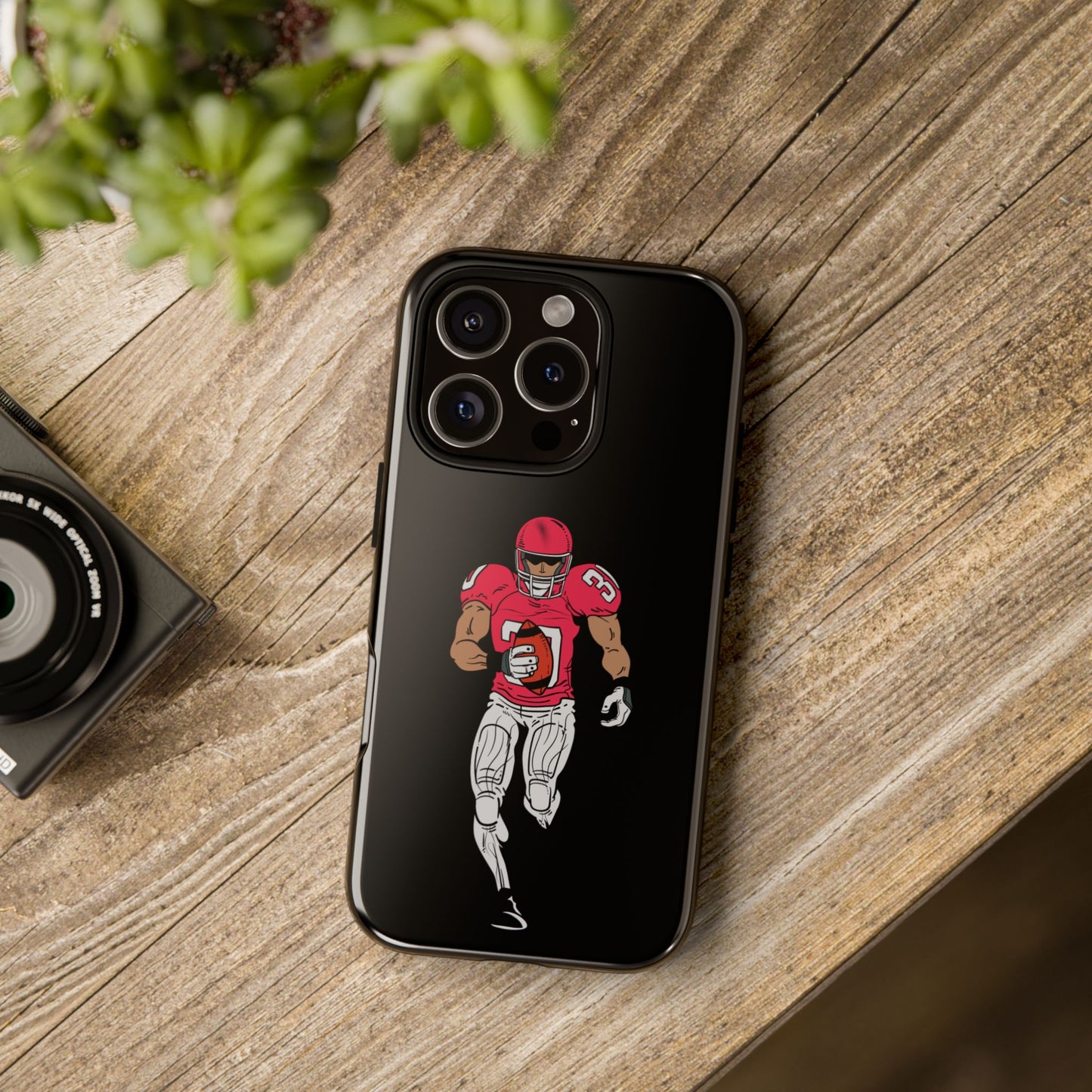 Football Player Tough Phone Case – Protective Black Sports iPhone Case