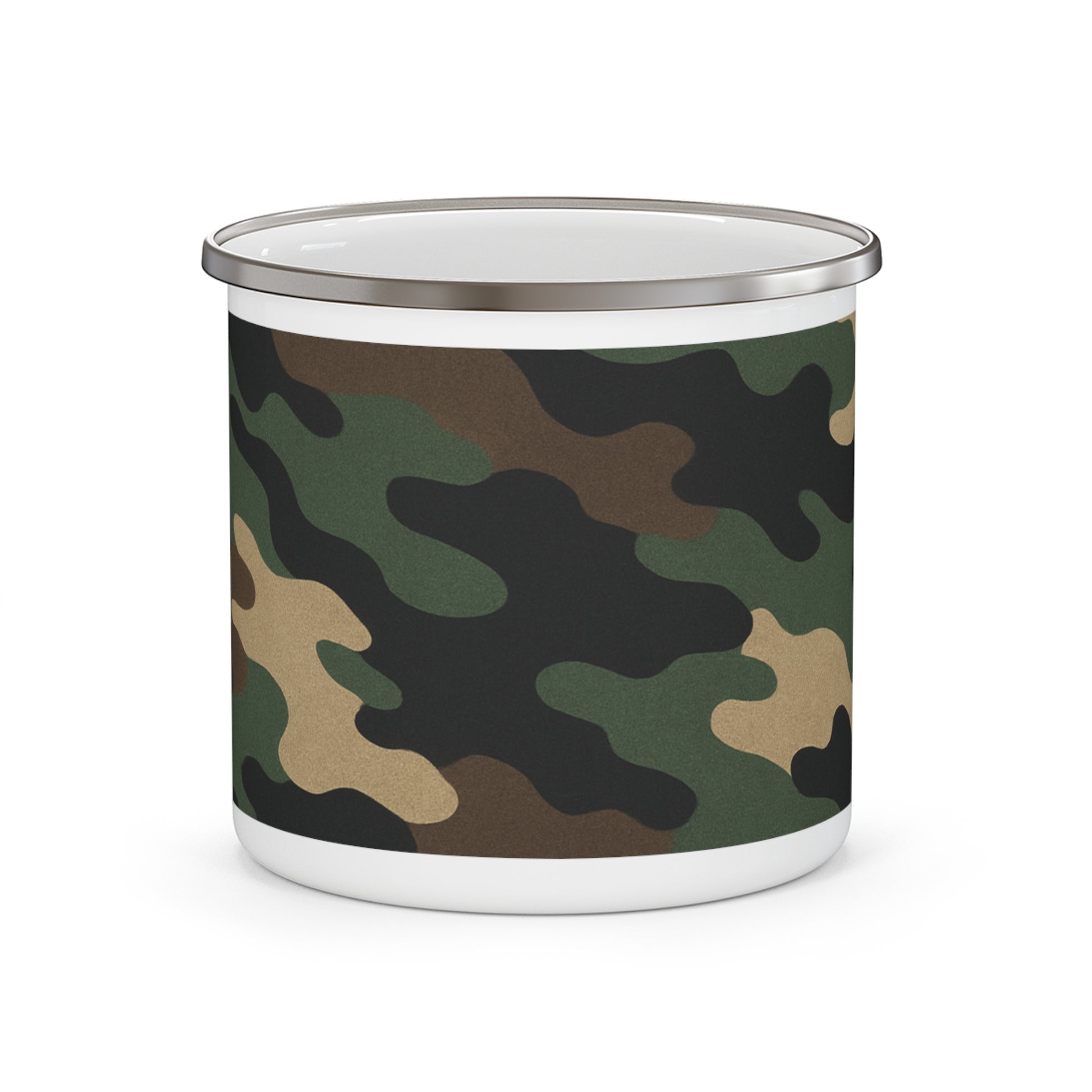 Camouflage Enamel Camping Mug - Adventure Gear, Outdoor Enthusiast Gift, Hiking Accessories, Travel Mug, Rustic Home Decor - TRV