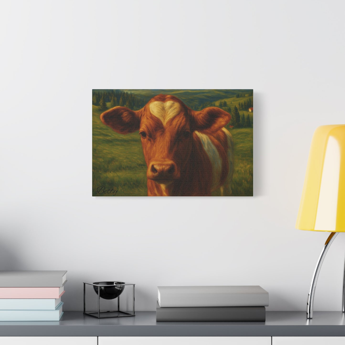 Cow Calf Portrait Canvas Print, Farm Animal Wall Art Decoration, Custom Matte Canvas Picture, Barnyard Animal Rustic Decor, Personalized - TRV