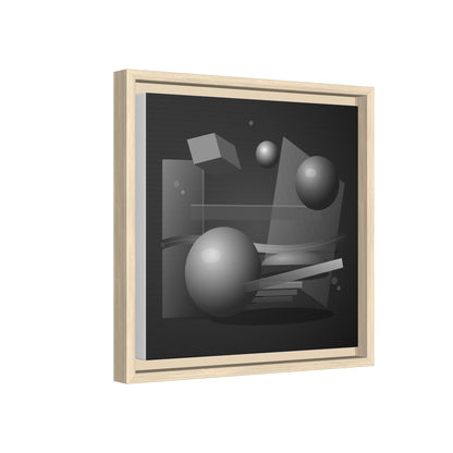 Monochrome Geometric Spheres Canvas Framed Wall Art | Matte Print