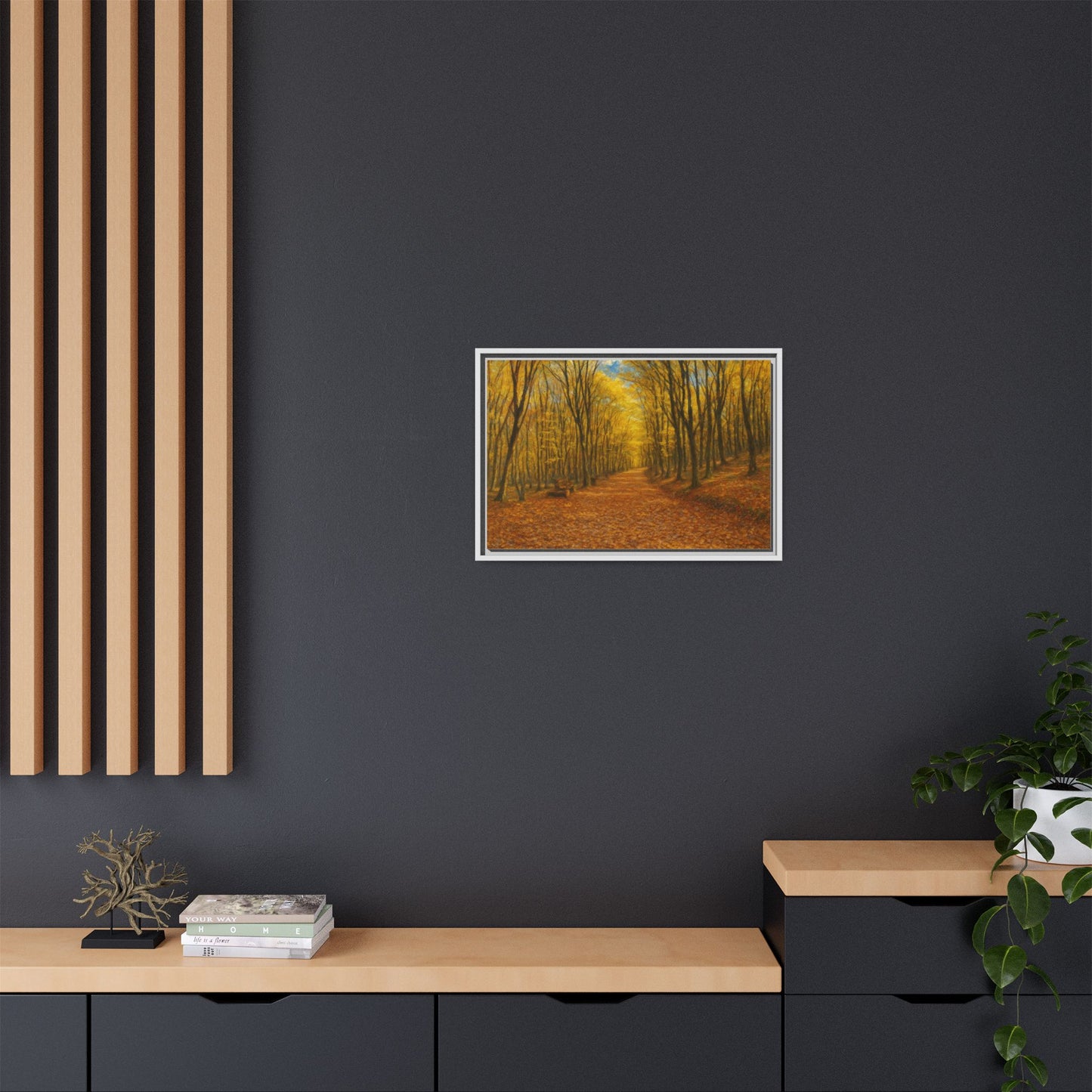 Autumn Forest Framed Canvas Art, Cozy Wall Decor, Nature Inspired Gift, Fall Home Accent, Perfect for Thanksgiving - TRV