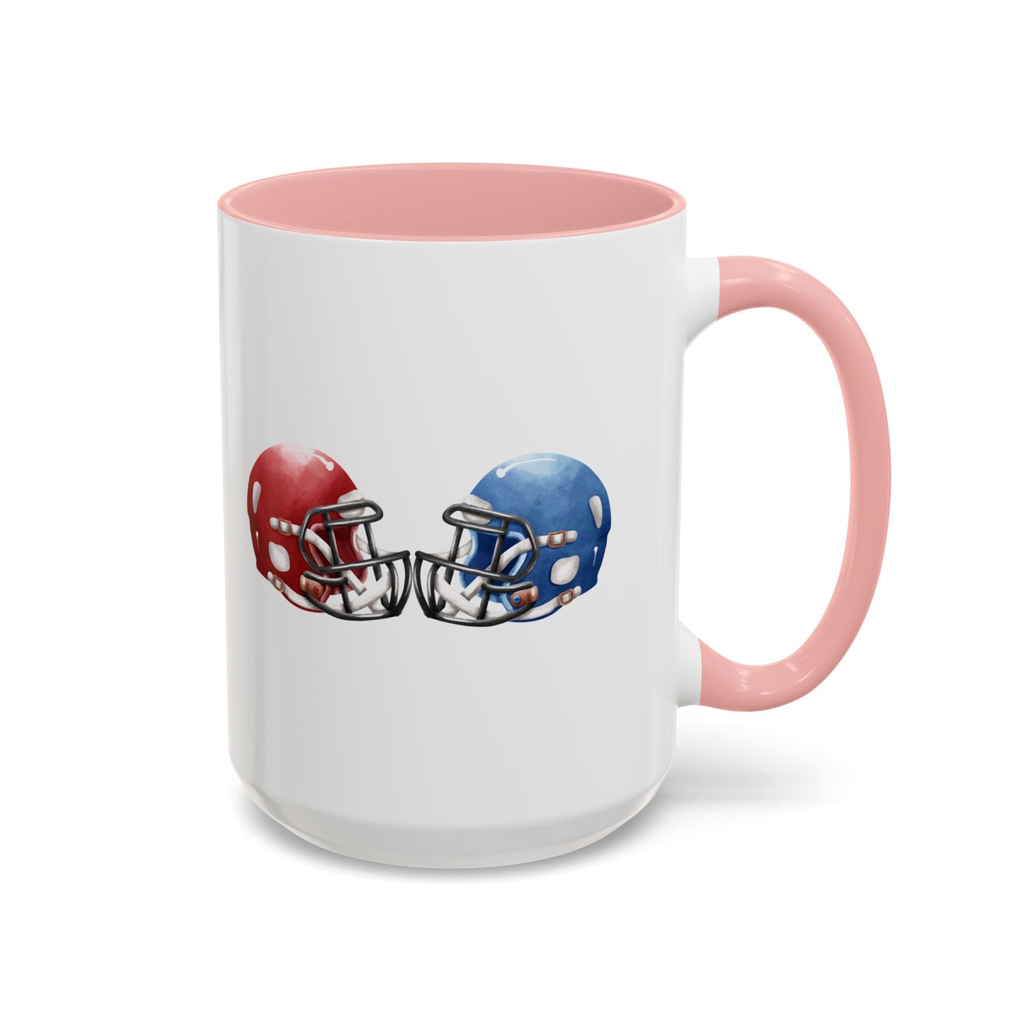 Football Helmet Coffee Mug — Red vs Blue Rivalry Accent Mug (11/15oz)