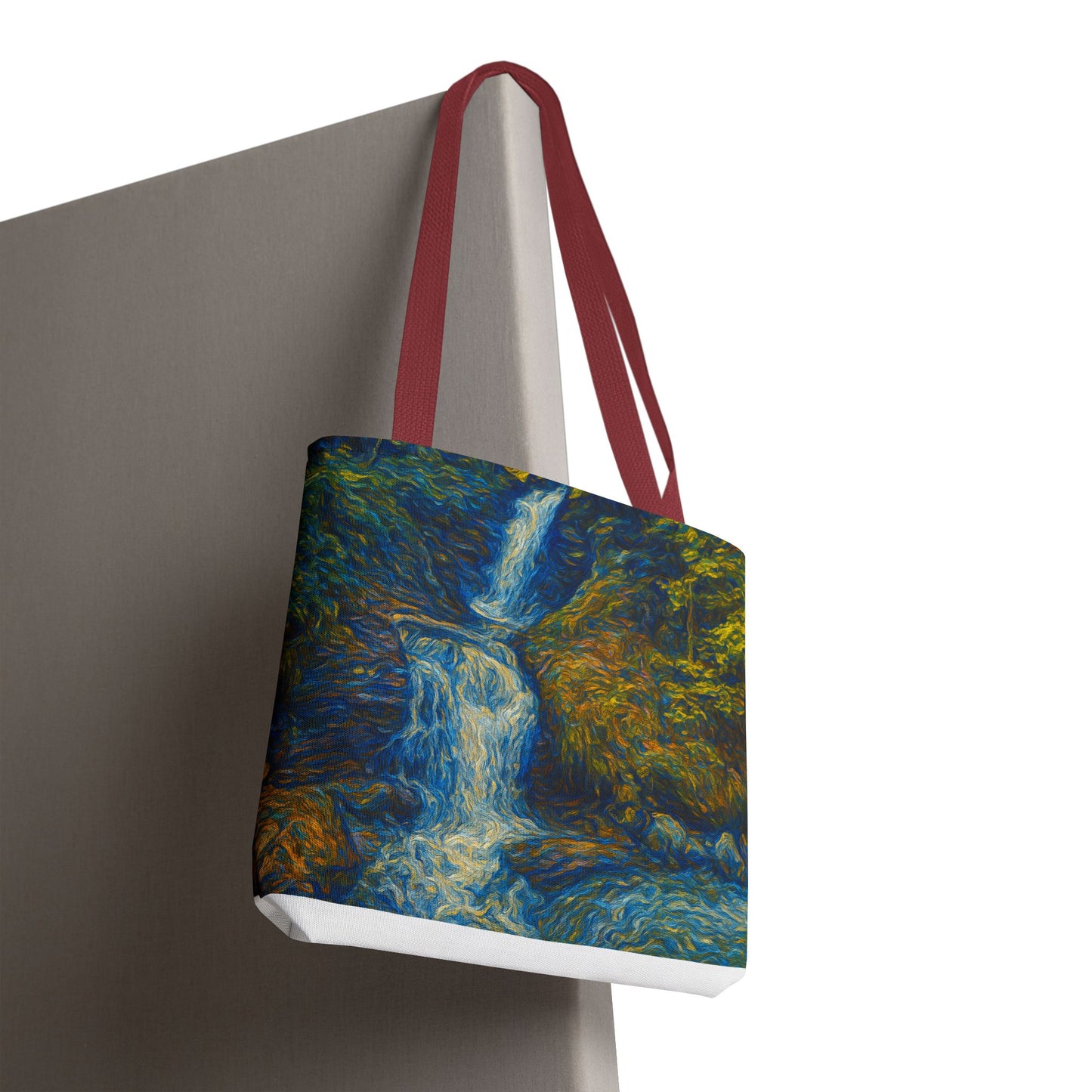 Nature-Inspired Tote Bag, Artistic Eco-Friendly Shopper, Waterfall Design, Reusable Market Bag, Gift for Nature Lovers - TRV