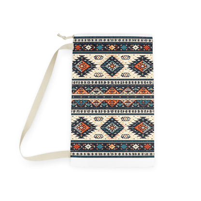 Boho Tribal Print Laundry Bag — Cotton Drawstring Laundry Tote