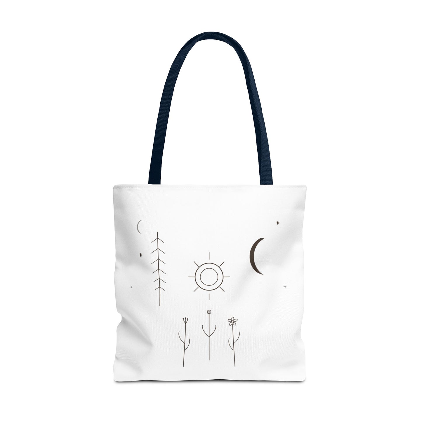 Minimal Moon and Sun Botanical Tote | Celestial Line Art Bag