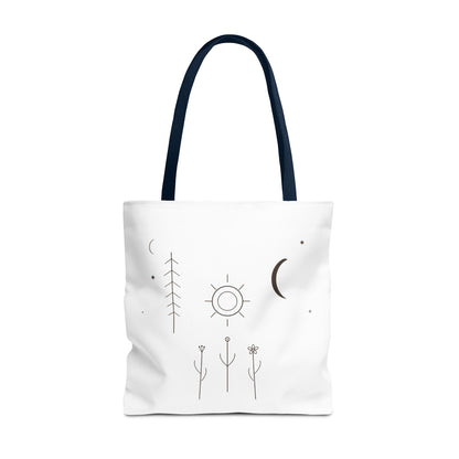 Minimal Moon and Sun Botanical Tote | Celestial Line Art Bag