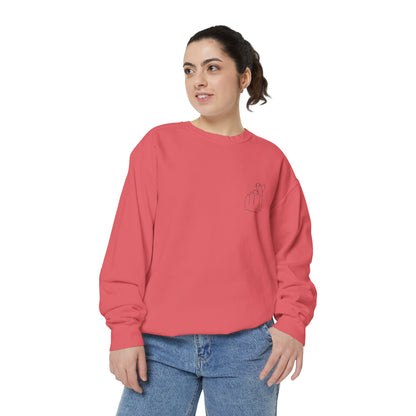 Minimalist Peace Hand Sweatshirt — Small Chest Line Art Crewneck