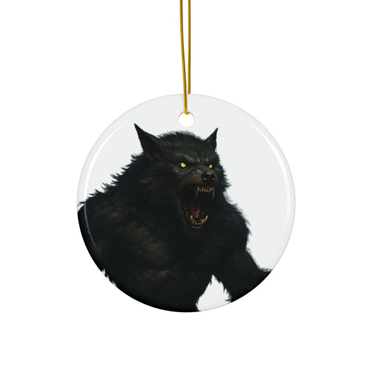 Ceramic Ornament - Fierce Werewolf Design, Perfect for Halloween, Spooky Decor, Unique Gifts, 2-Side Print