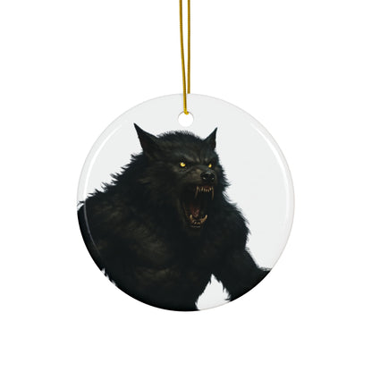 Ceramic Ornament - Fierce Werewolf Design, Perfect for Halloween, Spooky Decor, Unique Gifts, 2-Side Print