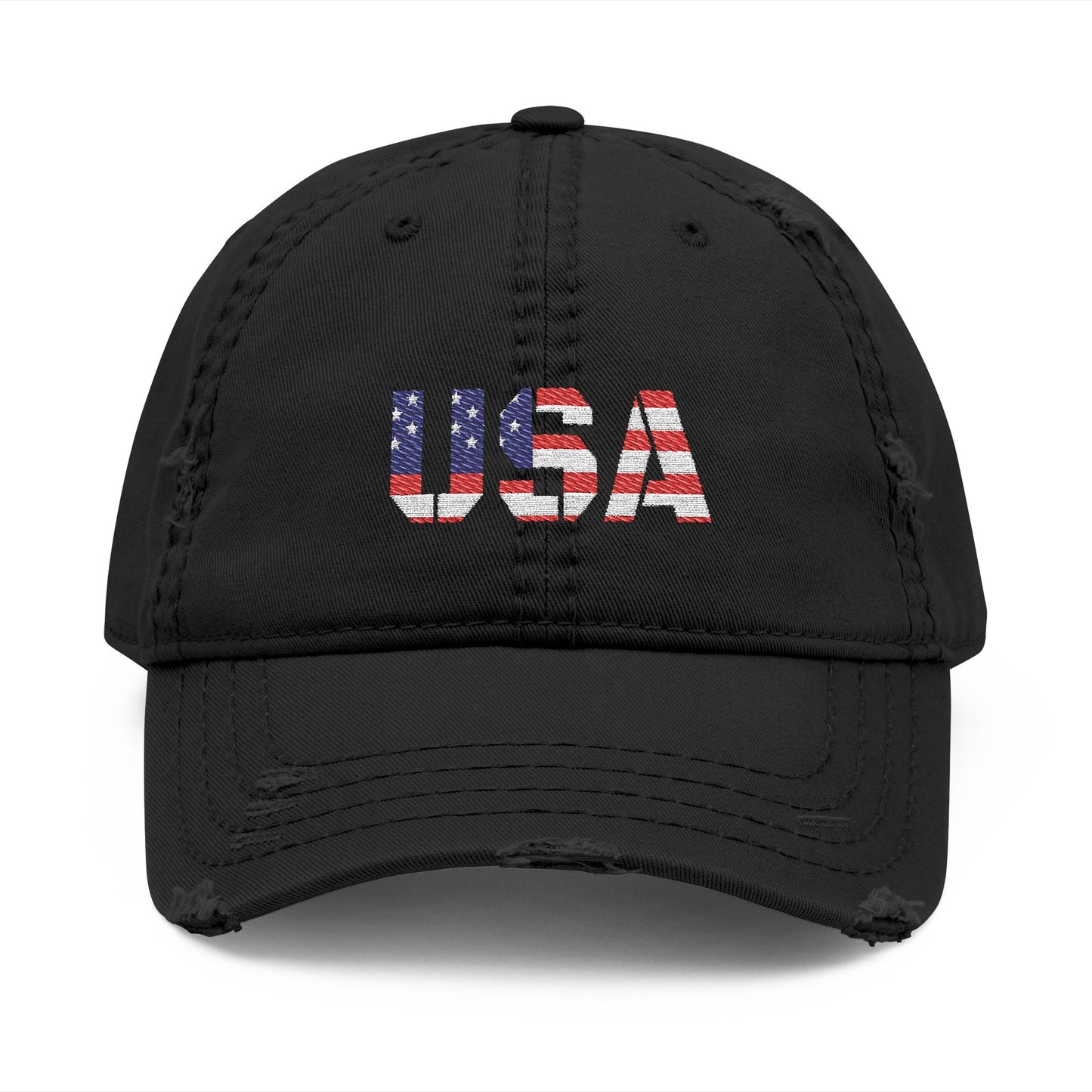 Embroidered Distressed Dad Hat, Vintage Style USA Casual Cap, Unisex Gift for Dad, USA Pride Hat for Holidays - TRV