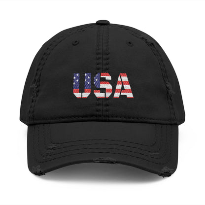 Embroidered Distressed Dad Hat, Vintage Style USA Casual Cap, Unisex Gift for Dad, USA Pride Hat for Holidays - TRV