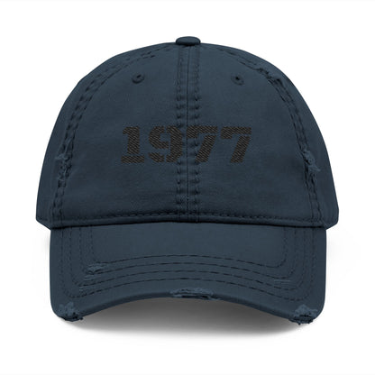Distressed Dad Hat with 1977 Embroidery, Vintage Cap, Casual Fashion Accessory, Perfect Gift for Birthdays, Stylish Sun Protection, [...] - TRV