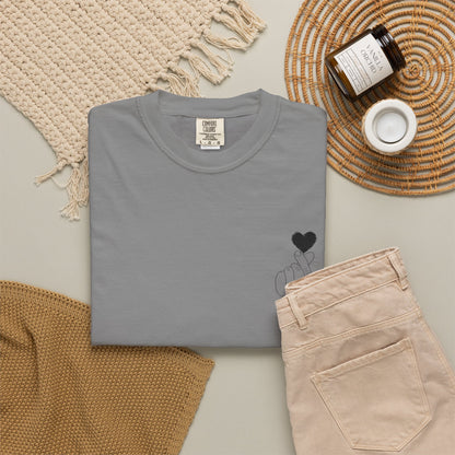 Unisex Garment-Dyed T-Shirt with Heart Design | Casual Trendy Wear for All Occasions