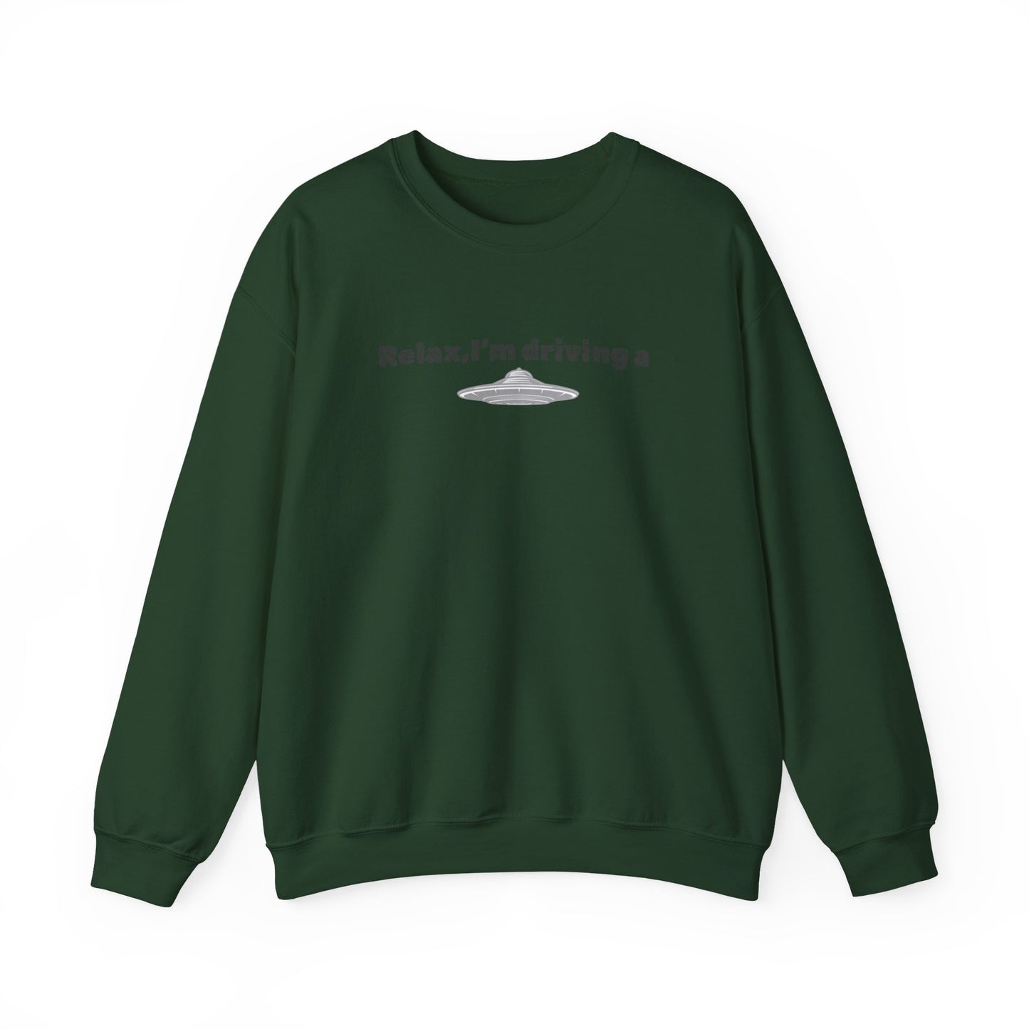 Relaxing UFO Driving Sweatshirt, Funny Gift for UFO Lovers, Unisex Crewneck Pullover, Casual Wear, Space Enthusiast Apparel
