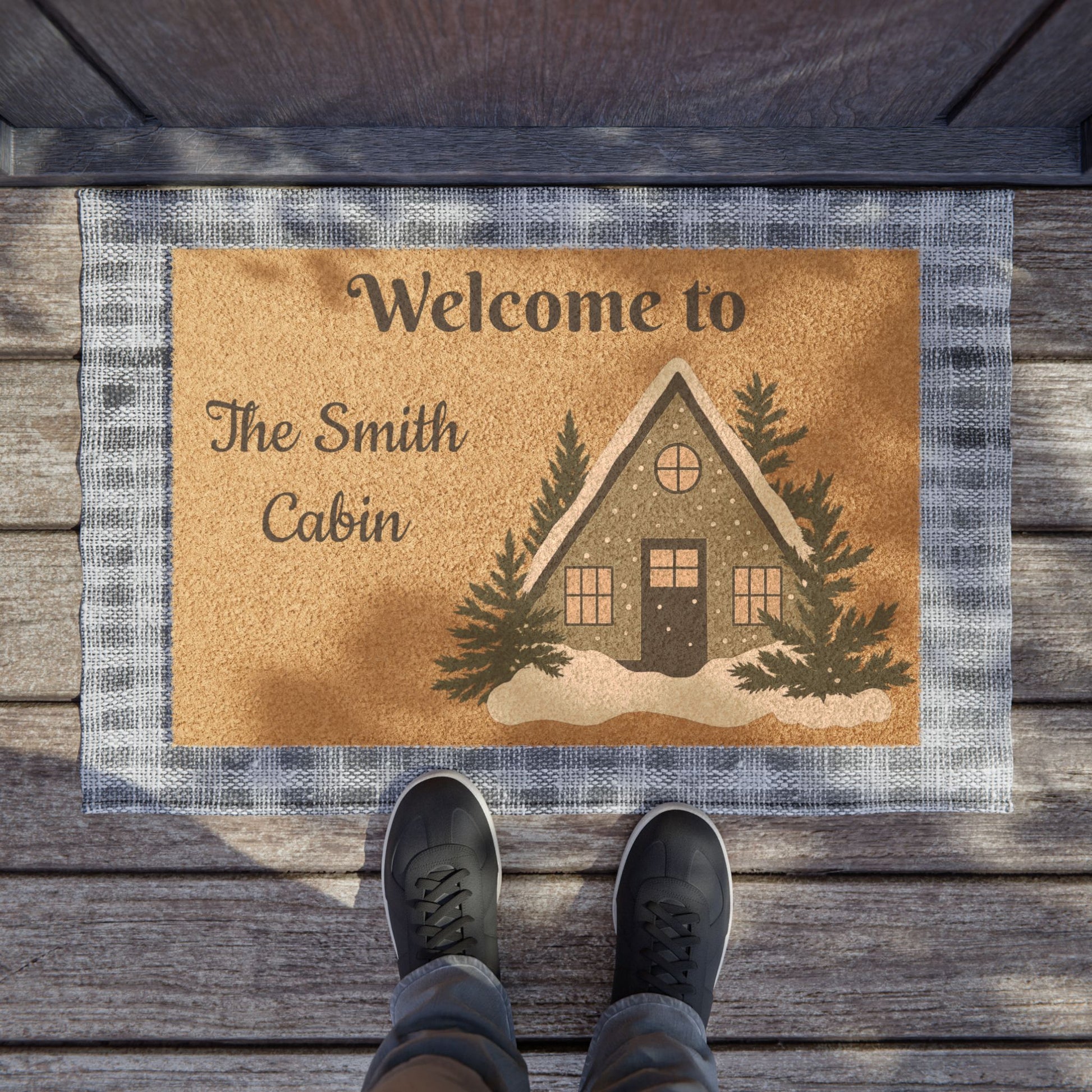Welcome to The Smith Cabin Doormat | Cabin Welcome Mat, Rustic House Entry Rug - TRV