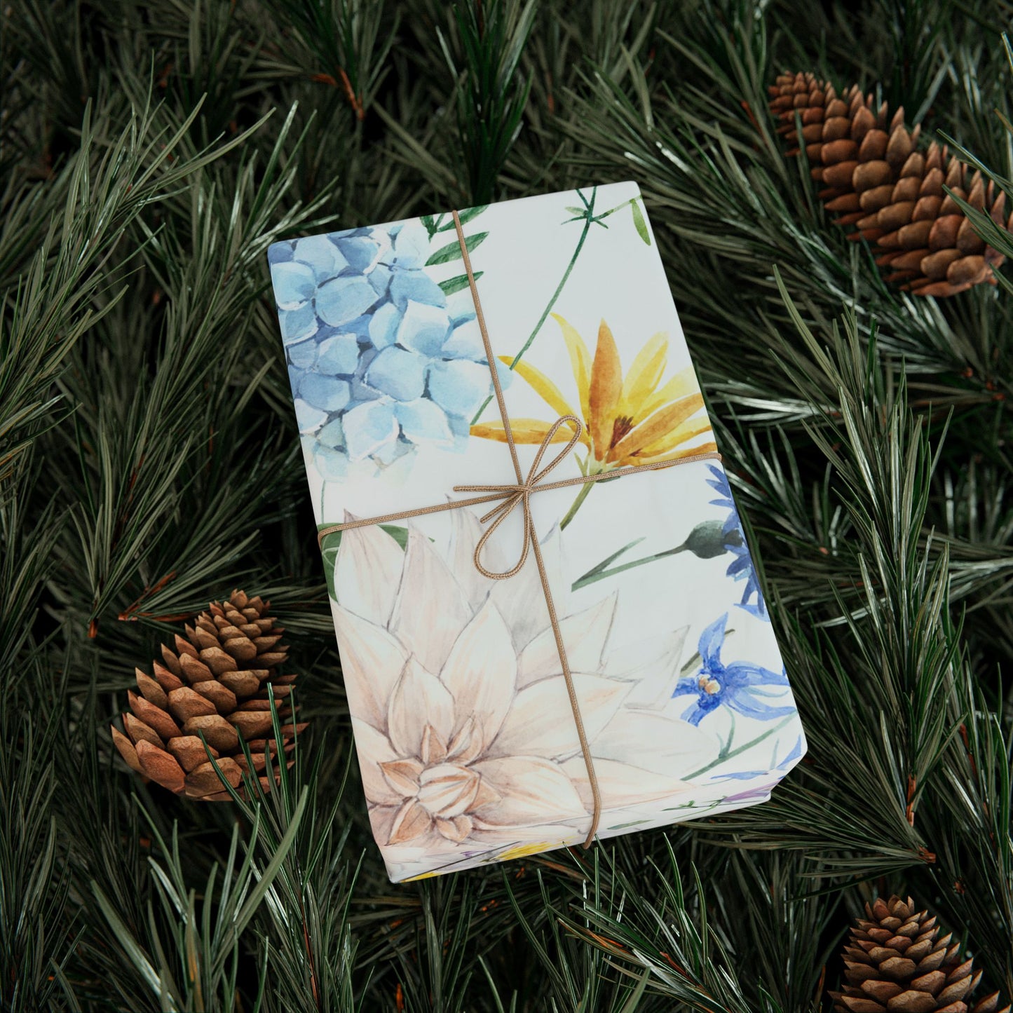 Floral Watercolor Wrapping Paper Roll — Pastel Flowers Gift Wrap for Mother's Day & Spring