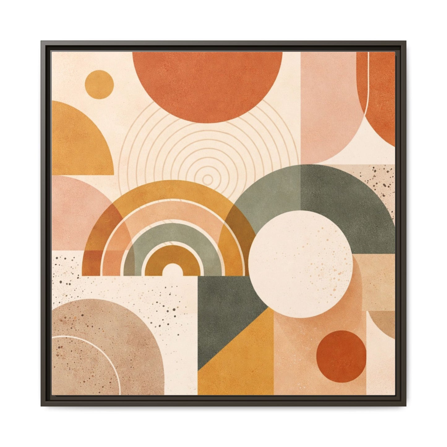Abstract Terracotta Geometric Rainbow Matte Canvas Framed