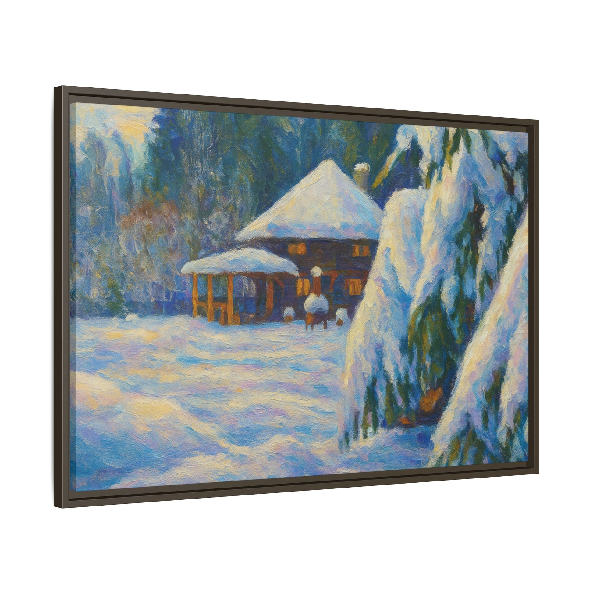 Canvas Art, Winter Scene Home Decor, Seasonal Gift for Art Lovers, Holidays Wall Art, Framed Painting, Matte Print - TRV