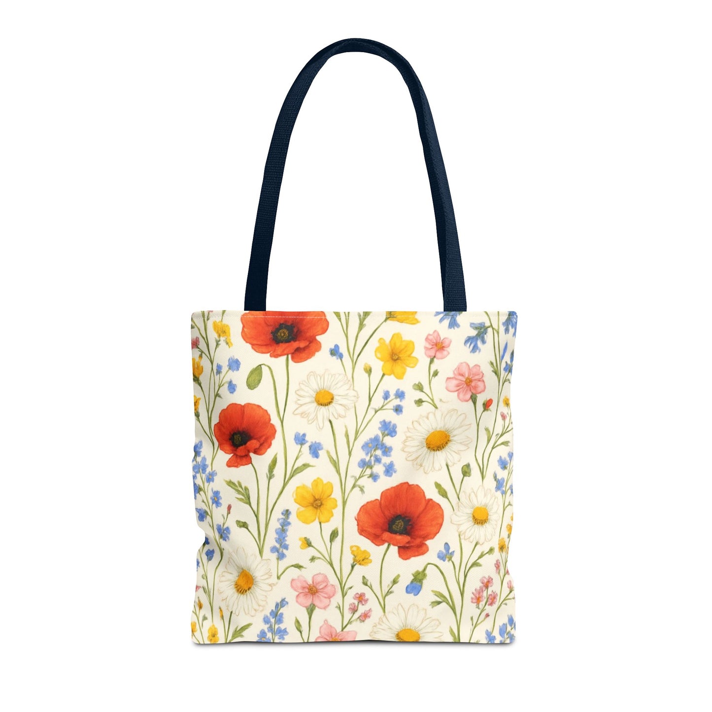 Wildflower Poppy Print Tote Bag | Floral All-Over Pattern