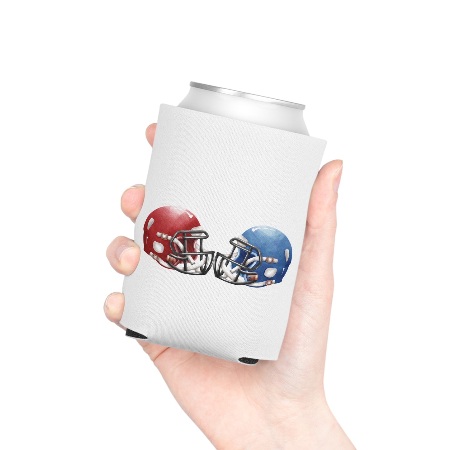 Football Helmet Can Cooler - Red vs Blue Rivalry Koozie