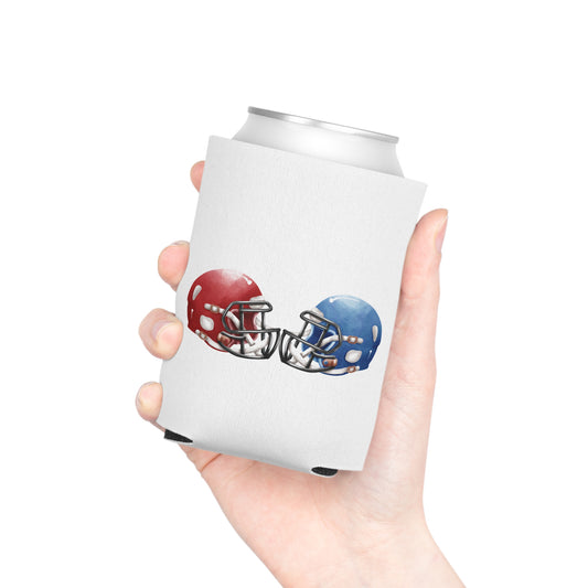 Football Helmet Can Cooler - Red vs Blue Rivalry Koozie