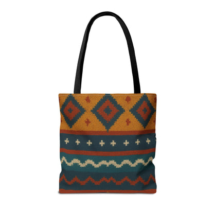 Southwestern Diamond Pattern Tote Bag | Aztec Tribal Geometric Print - TRV