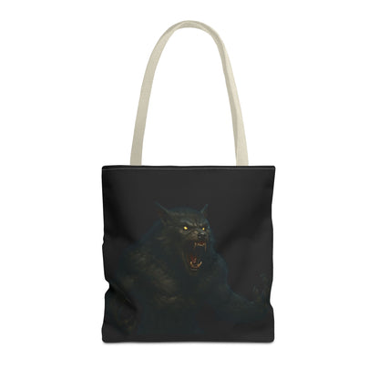 Fierce Werewolf Tote Bag, Halloween Accessories, Dark Art Tote, Animal Lover Gift, Geeky Shopping Bag - TRV