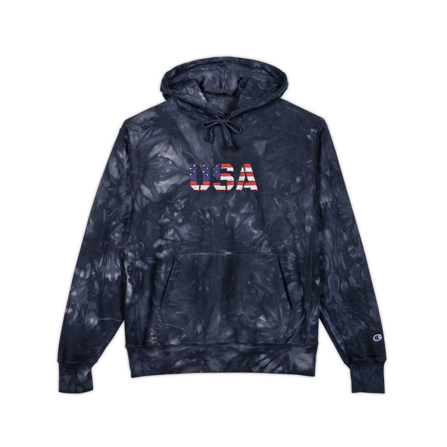 Champion Tie-Dye Hoodie - USA Embroidery, Unisex Hoodie, Trendy Casual Wear, Gift for Him, Outdoor Jacket - TRV