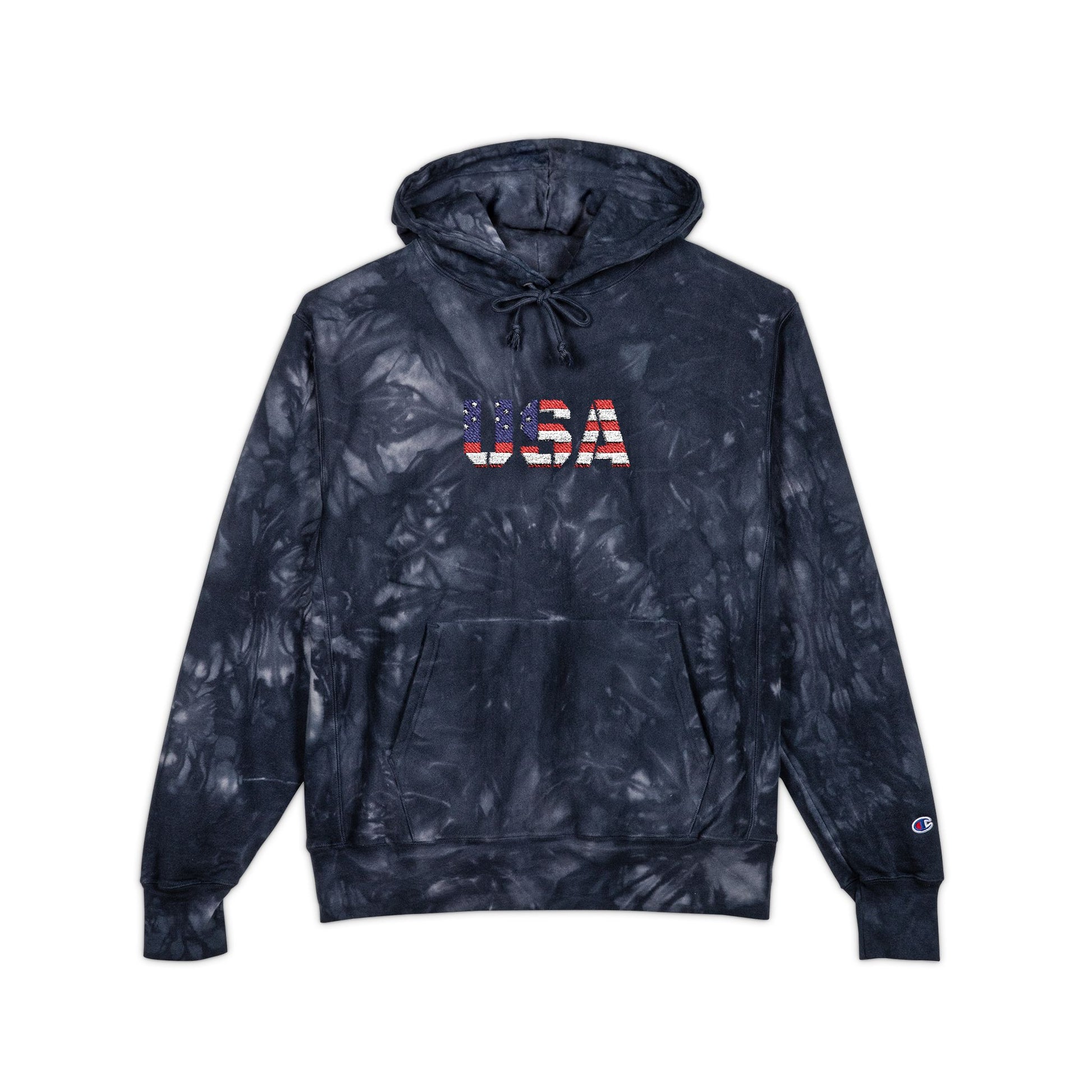 Champion Tie-Dye Hoodie - USA Embroidery, Unisex Hoodie, Trendy Casual Wear, Gift for Him, Outdoor Jacket - TRV