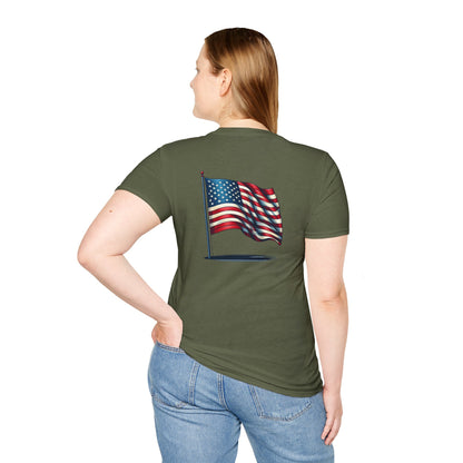 Patriotic Unisex Softstyle T-Shirt, American Flag Tee, USA Pride Shirt, Perfect for Independence Day, Casual Wear - TRV